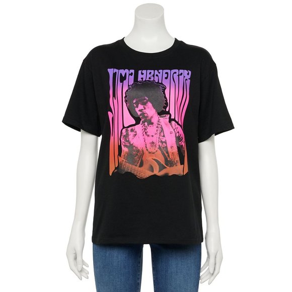 Jimi Hendrix Black Short Sleeve Soft Comfy Crewneck Graphic T-Shirt - Picture 1 of 3